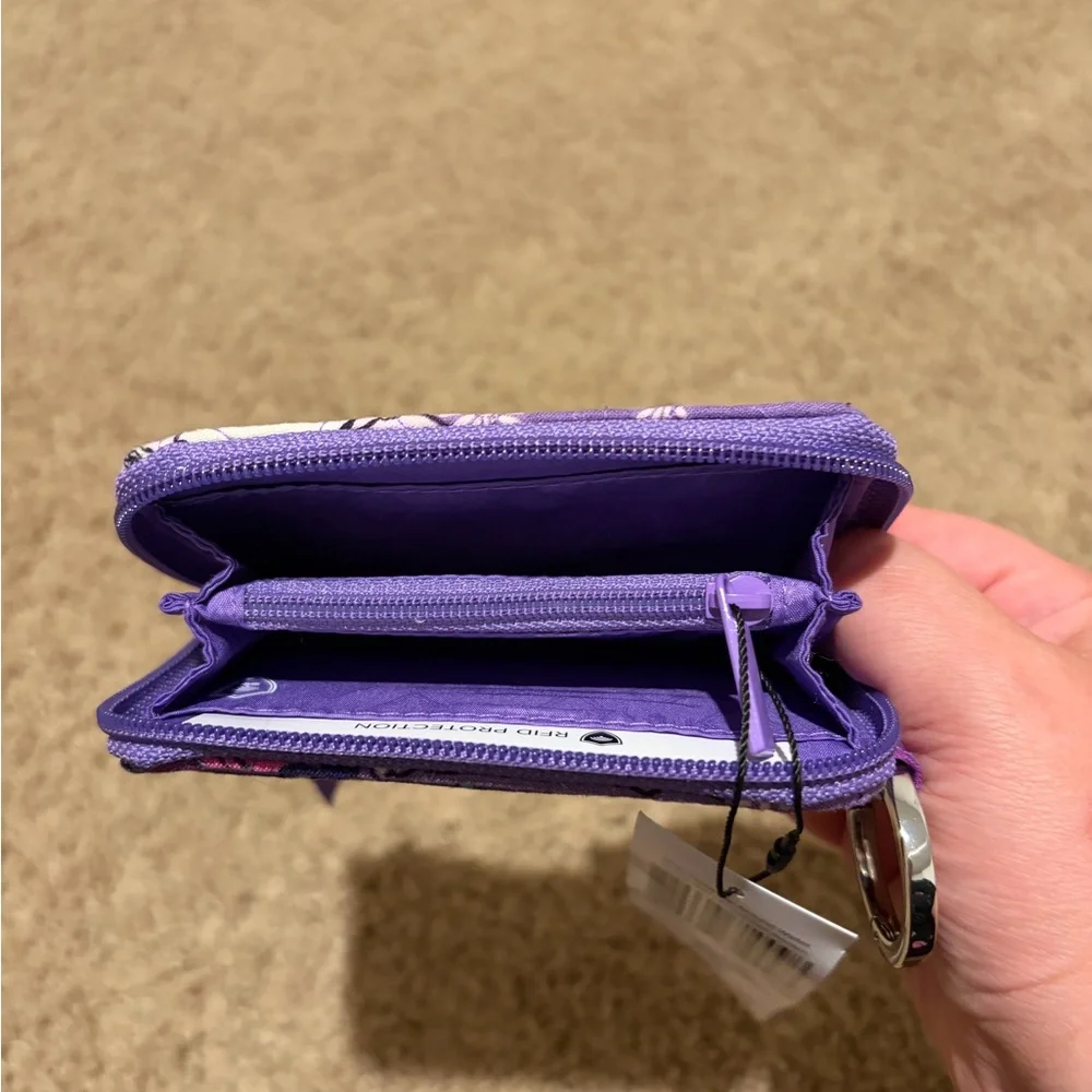 Vera Bradley Purple Floral Zip Card Wallet